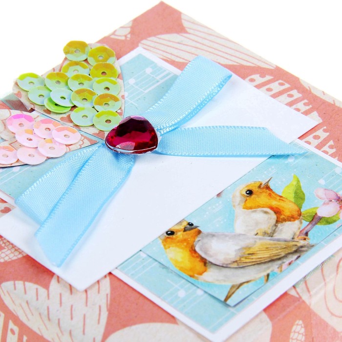 Коробочка с пожеланиями своими руками"Сердечки", 3 листа с элементами + декор