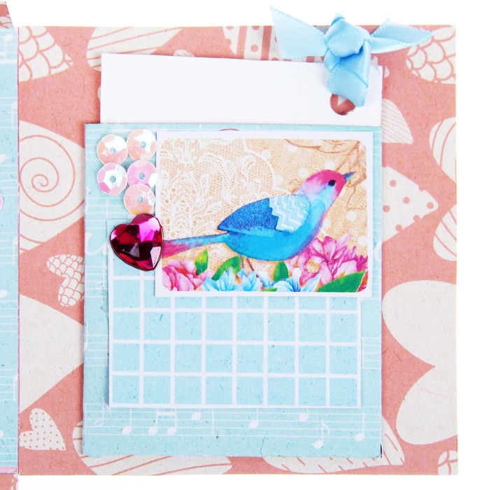 Коробочка с пожеланиями своими руками"Сердечки", 3 листа с элементами + декор