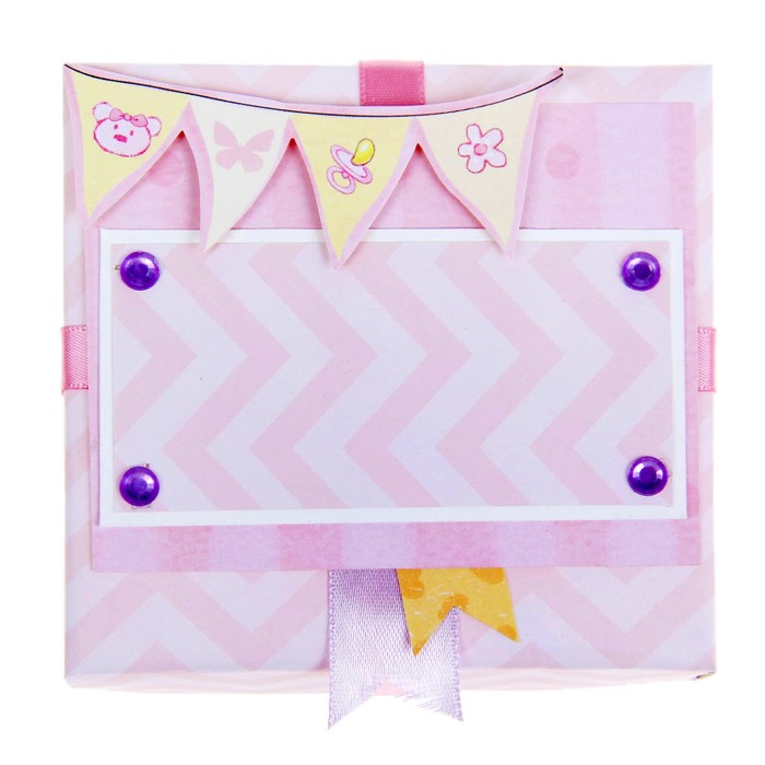 Коробочка с пожеланиями своими руками "Карусель" розовая, 3 листа с элементами + декор