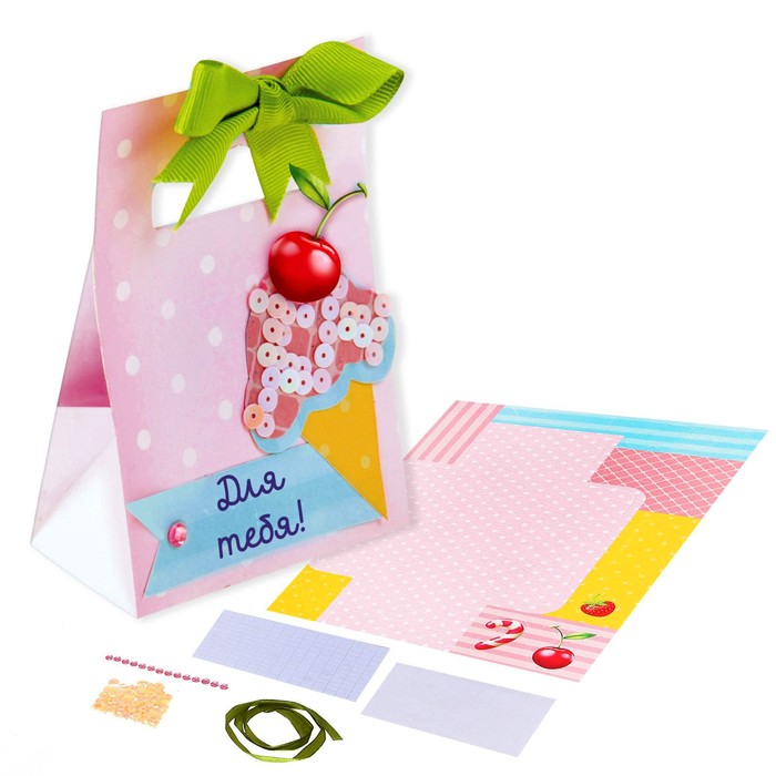 Набор для создания "чайных" открыток из бумаги "Мороженое" + декор