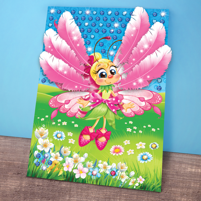 Аппликация перьями и стразами "Бабочка"+ бантик