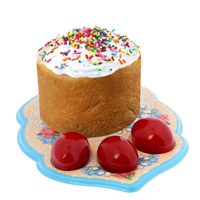 Подставка пасхальная под 3 яйца и кулич "Церковь"