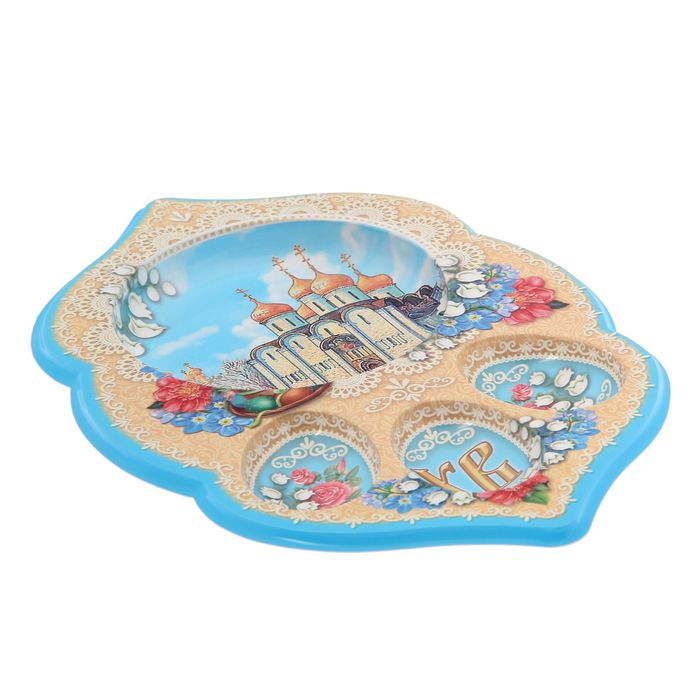 Подставка пасхальная под 3 яйца и кулич "Церковь"