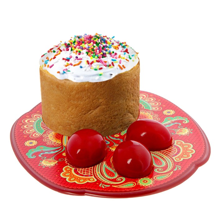 Подставка пасхальная под 3 яйца и кулич "Русские узоры"