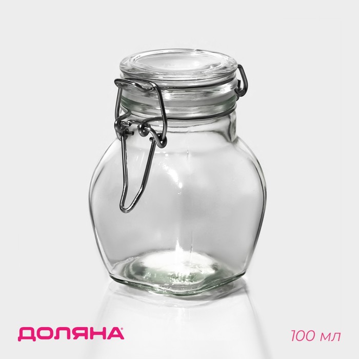 Банка для сыпучих продуктов 100 мл "Овал", с бугельным замком