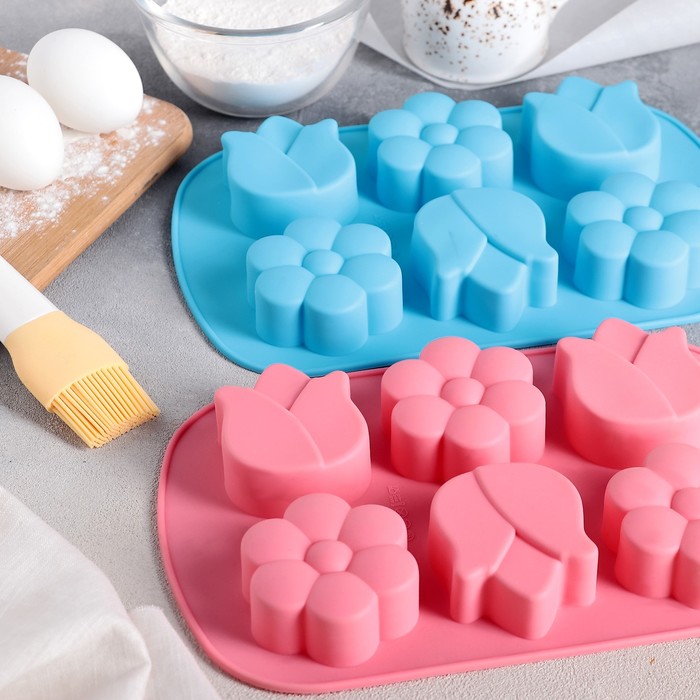 Форма для выпечки "Колокольчик. Ромашка", 6 ячеек, цвета МИКС