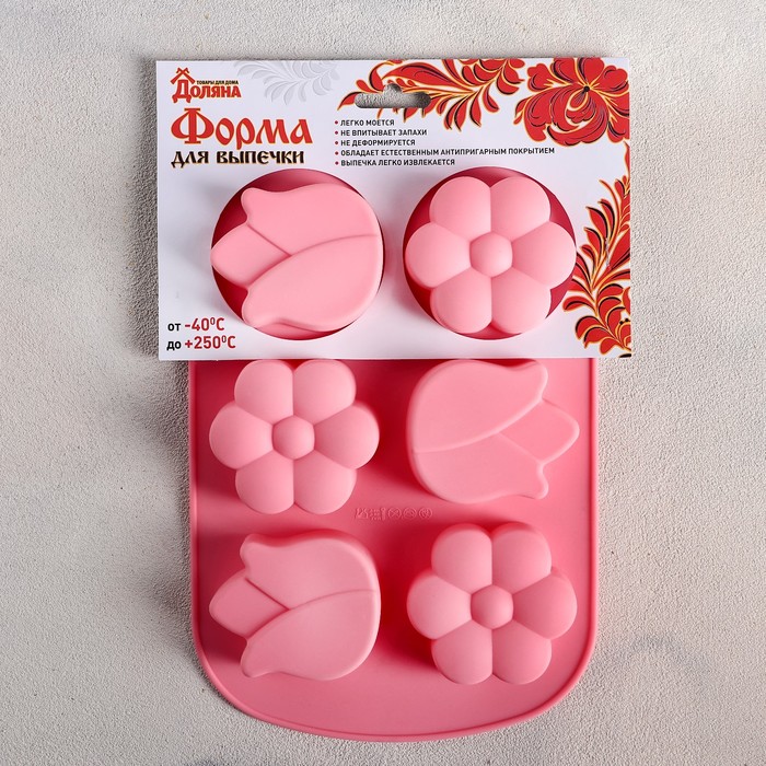 Форма для выпечки "Колокольчик. Ромашка", 6 ячеек, цвета МИКС