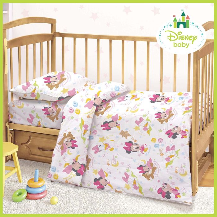 Постельное бельё "Малышка Минни", 112 х 147 см, 100 х 150 см, 40 х 60 см - 1 шт, 100% хлопок, поплин, 125 г/м2