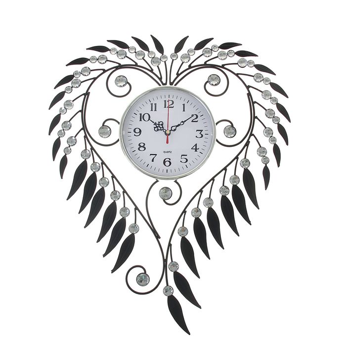 Часы настенные интерьерные "Серия Ажур. Сердце из перьев", белый циферблат