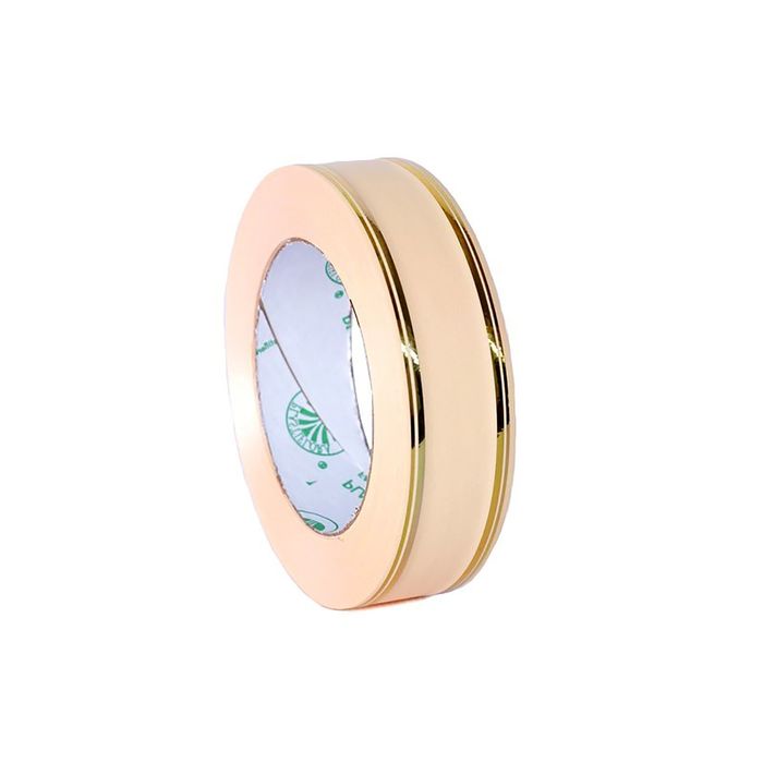 Лента для декора и подарков с золотой полоской персиковый, 2 см х 50 м