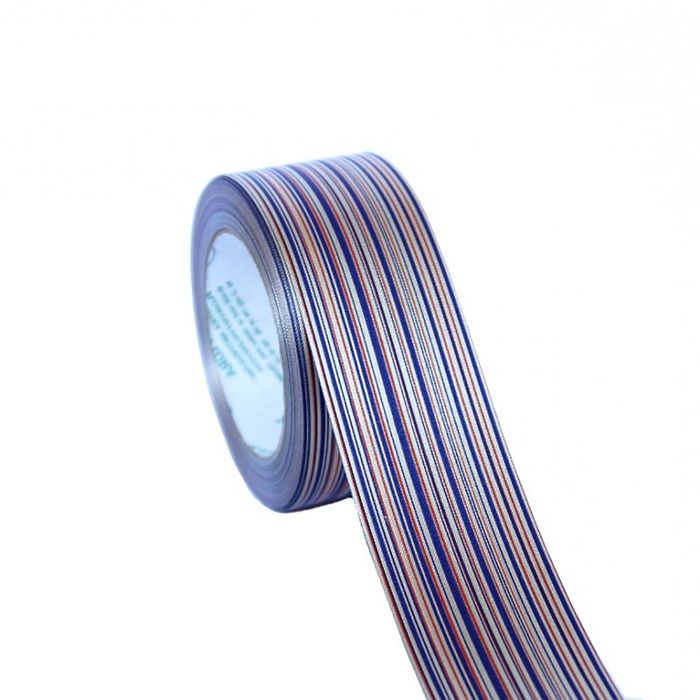 Лента для декора и подарков "Аспидистр", красно-сине-золотой, 3 см х 50 м