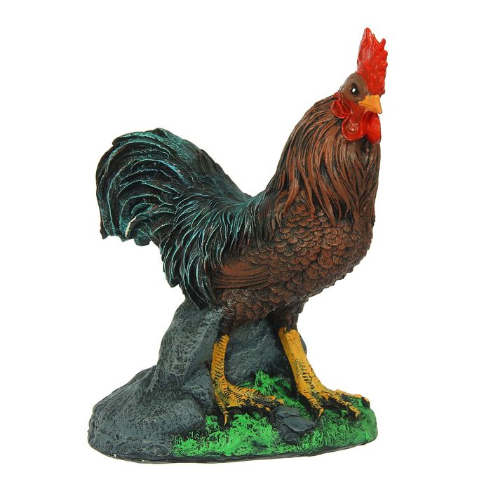 Садовая фигура "Петух" бирюзово-чёрный хвост