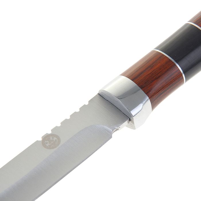 Нож нескладной "Командор", 20,7 см, на лезвии зазубрины, в чехле, на рукояти чёрная полоска