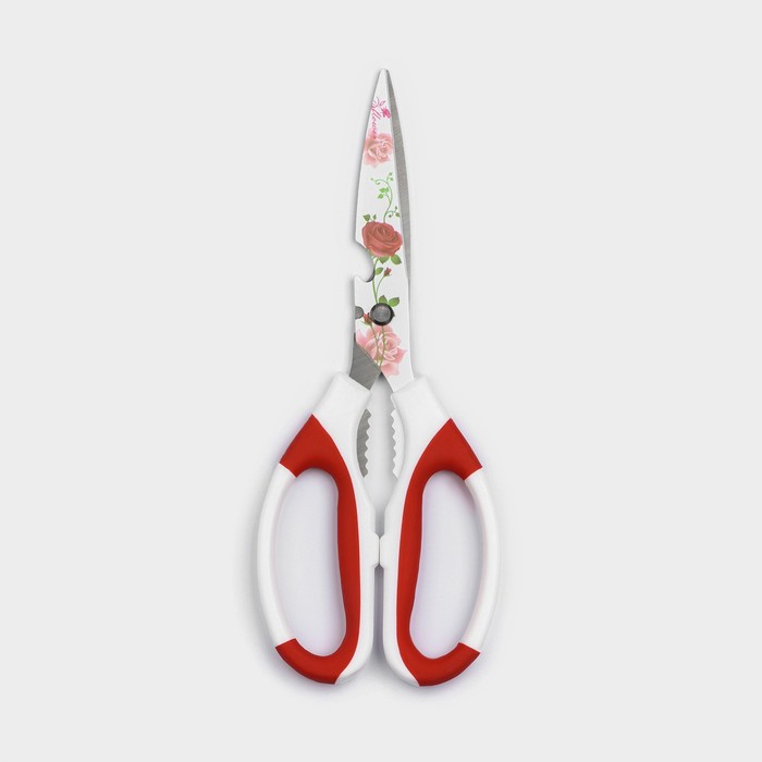 Ножницы кухонные с антиналипающим покрытием Доляна «Цветение», 22 см, цвет МИКС ножницы кухонные драйв 22 см цвет микс