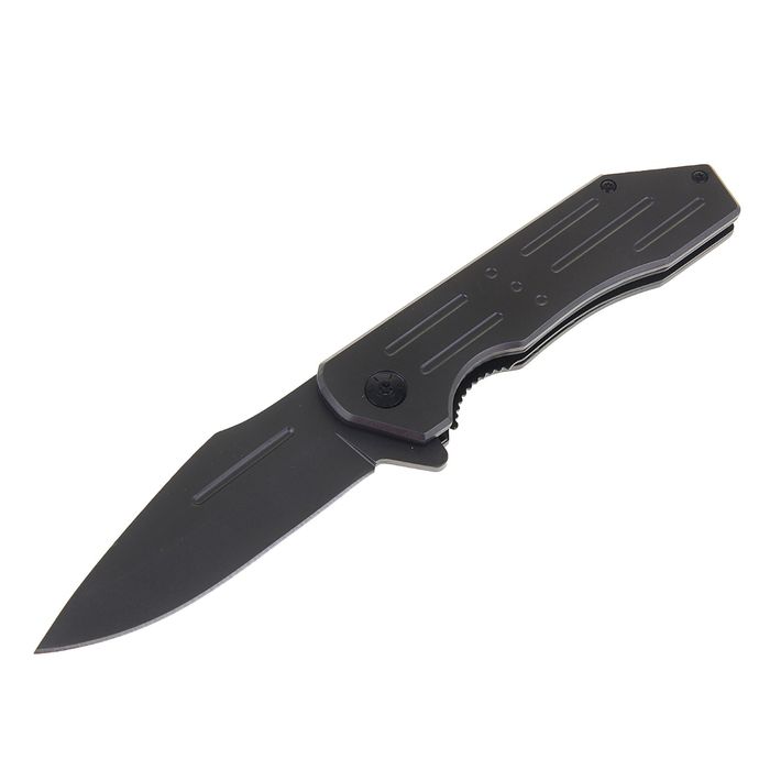 Нож перочинный складной с фиксатором 22*1,3*3,8 см. продольные полосы на рукояти