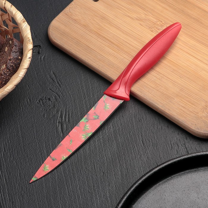 Нож с антиналипающим покрытием "Сочный фрукт" лезвие 13 см, цвета МИКС