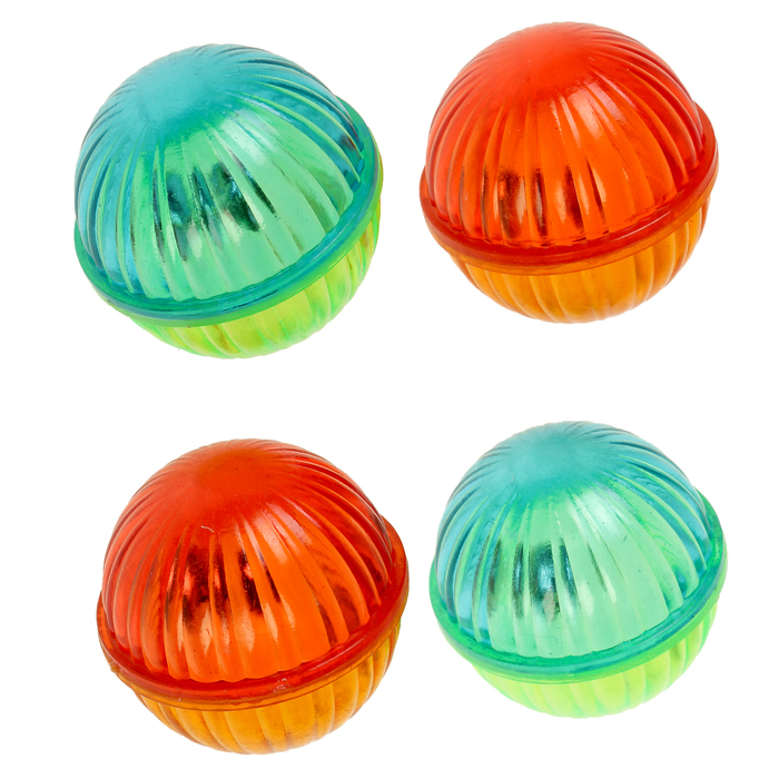 Набор из 4 шариков (диаметр шарика 3,8 см) с бубенчиком для кошек, микс цветов
