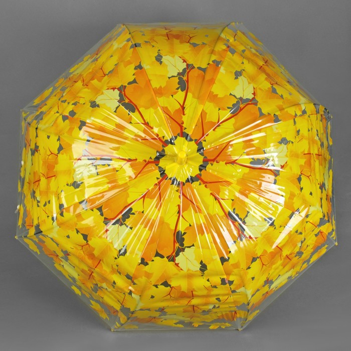 Зонт-трость "Листопад", полуавтоматический, R=42,5см, цвет жёлтый