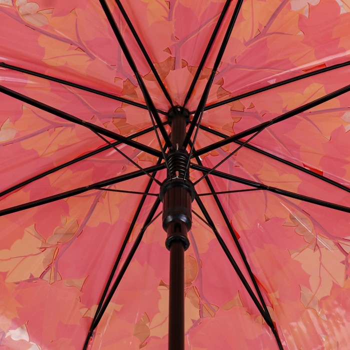 Зонт-трость "Листопад", полуавтоматический, R=42,5см, цвет оранжевый