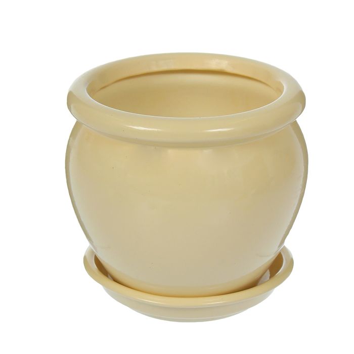 Кашпо "Вьетнам" глянец, бежевое, 1,5 л