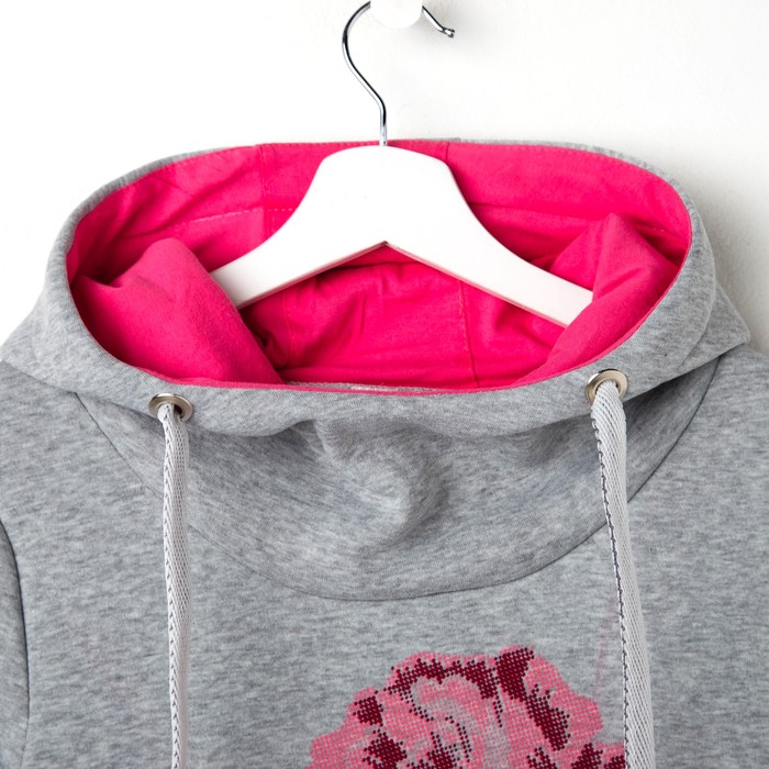 Толстовка женская с начесом Розы 710 серый, р-р 52