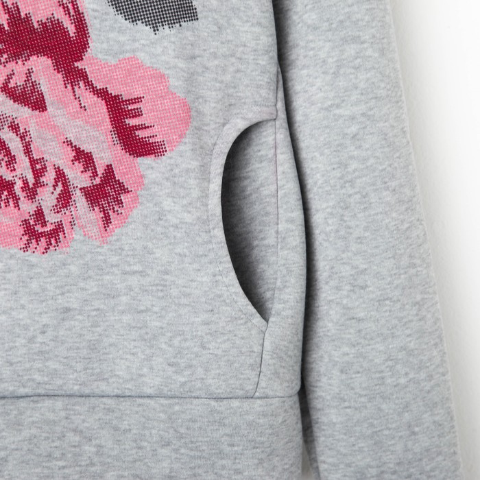 Толстовка женская с начесом Розы 710 серый, р-р 48