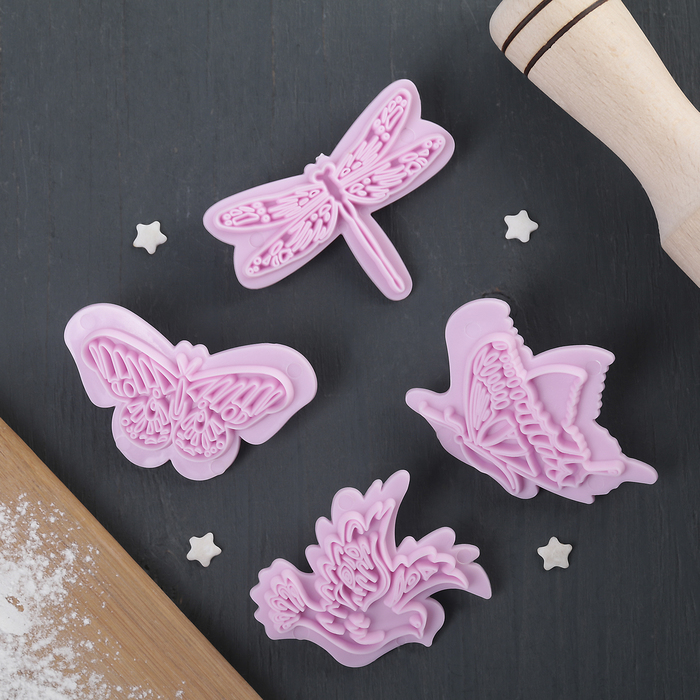 Набор печатей для марципана и теста "Природа" 4 шт 10х9х2 см