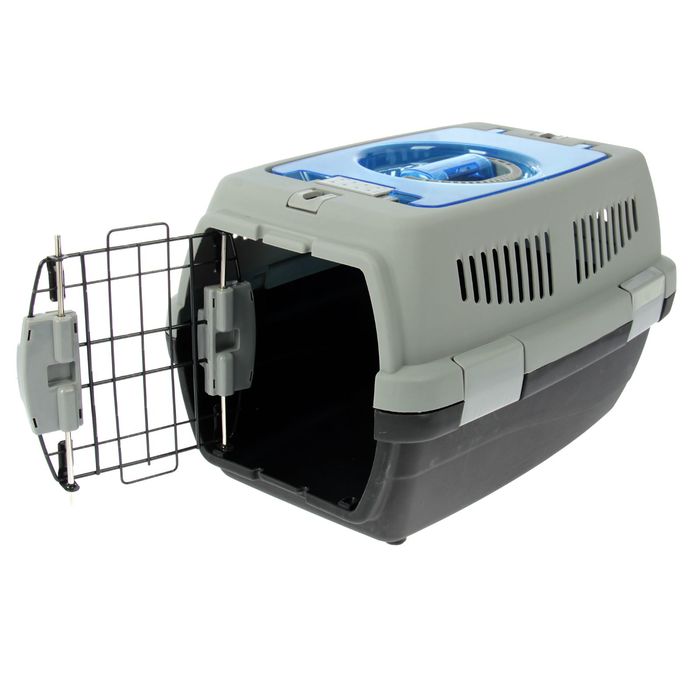Переноска с откидной прозрачной крышей, 48 х 33 х 29,5 см, вес животного до 4 кг, микс