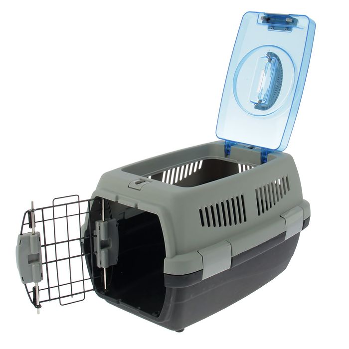 Переноска с откидной прозрачной крышей, 48 х 33 х 29,5 см, вес животного до 4 кг, микс