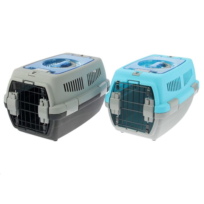 Переноска с откидной прозрачной крышей, 48 х 33 х 29,5 см, вес животного до 4 кг, микс