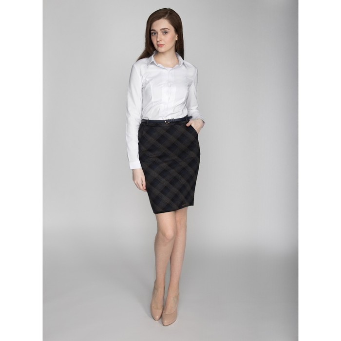 Юбка женская 453, размер 48, рост 170, цвет темно-синяя клетка