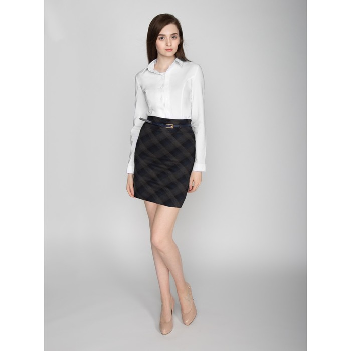 Юбка женская 446, размер 40, рост 170, цвет темно-синий/черный