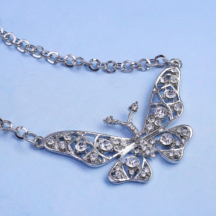 Кулон "Бабочка", цвет серебро, 45см