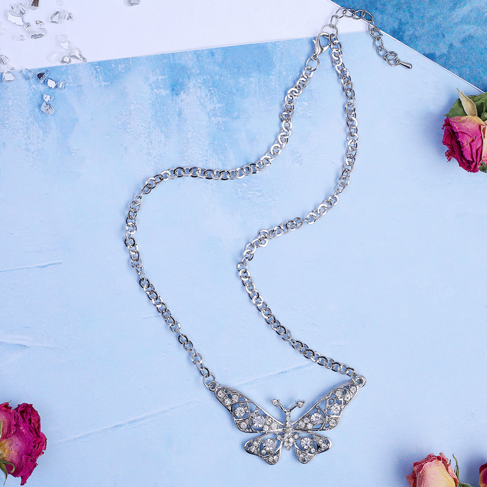 Кулон "Бабочка", цвет серебро, 45см