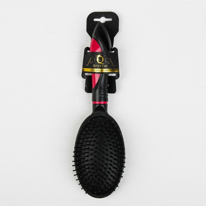 Расчёска массажная, овальная, цвет чёрный/розовый