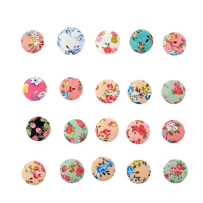 Декор для творчества "Пуговка с цветами", набор 20 шт., d= 1,5 см