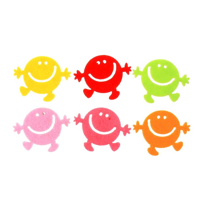 Декор для творчества войлок "Смайлик" (набор 6 шт) 11,5х12,5 см