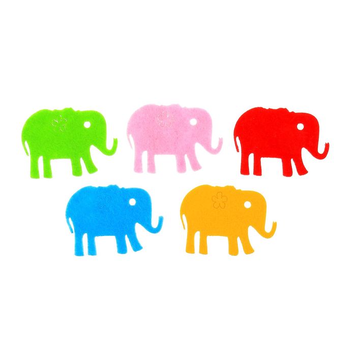 Декор для творчества войлок "Слон" 3,5х4,5 см, набор 5 шт.