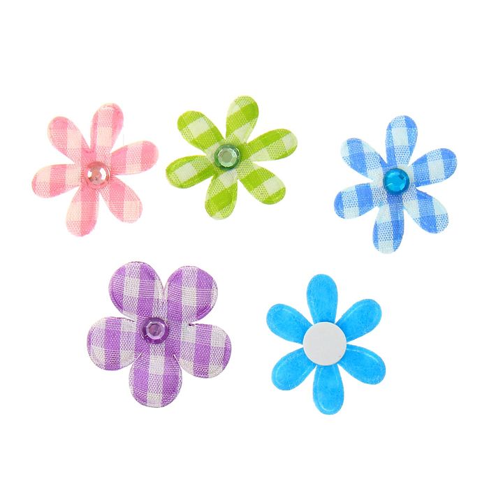 Декор для творчества текстиль "Цветочки" (набор 12 шт) 13х11,5 см