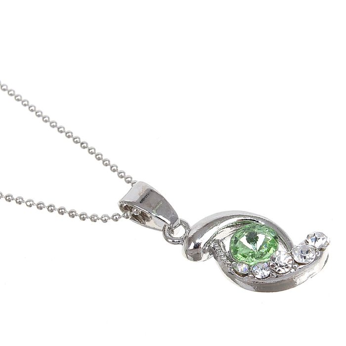 Кулон "Завиток" цвет зеленый в серебре