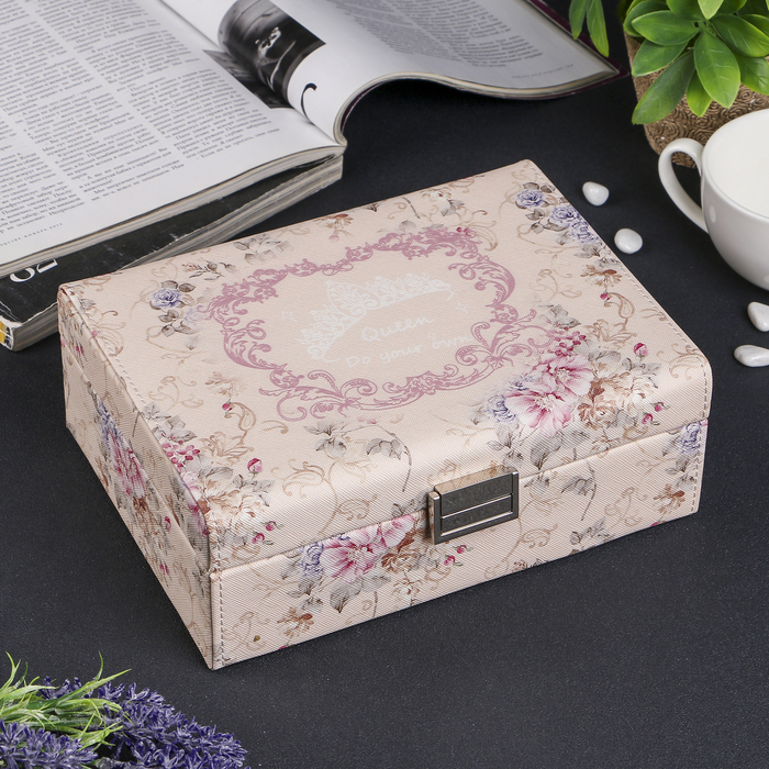 Шкатулка для украшений "Королева цветов", кремовая