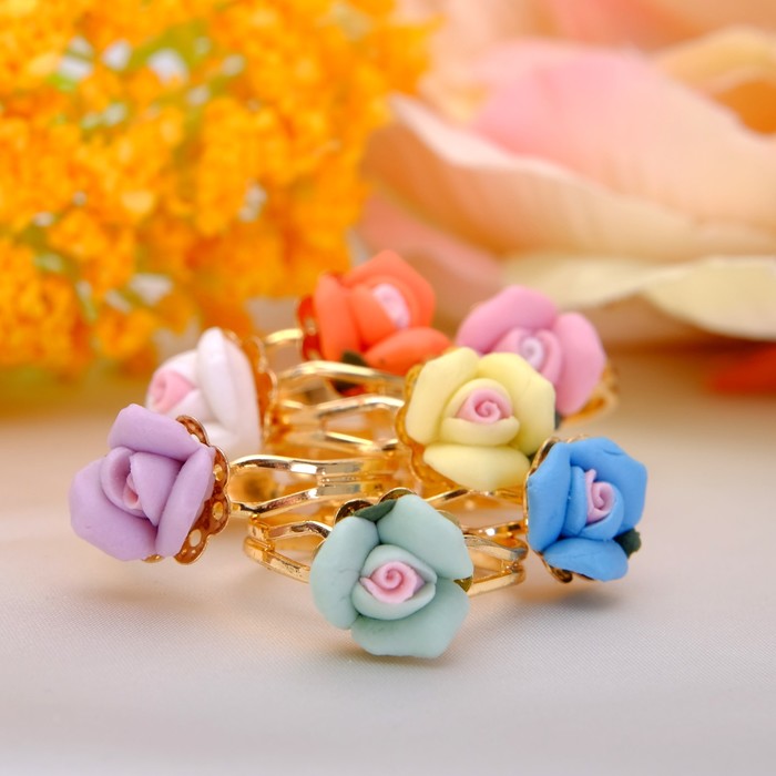 Кольцо детское "Выбражулька" цветы розочки, цвет МИКС