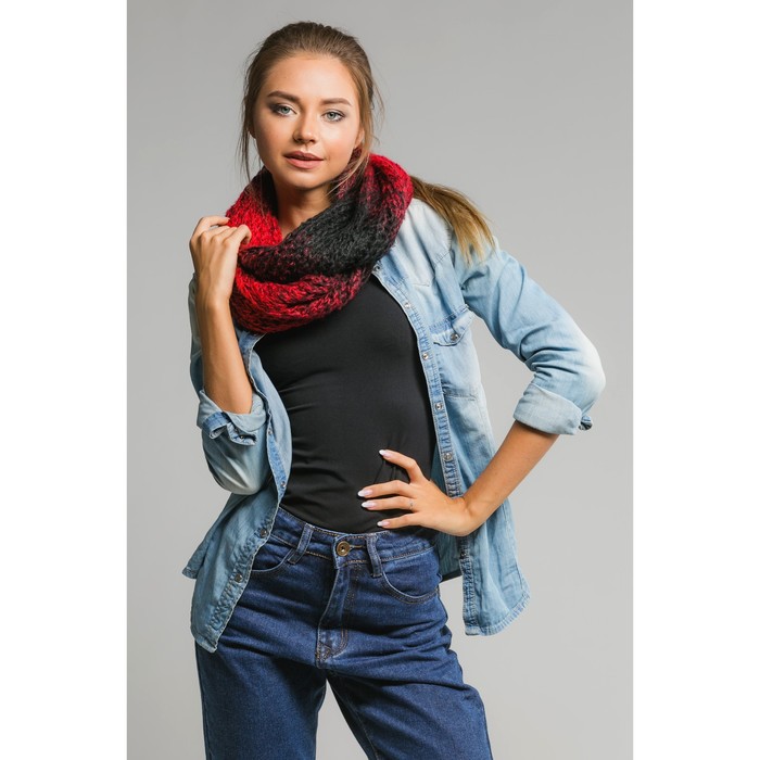 Шарф хомут "Эффект амбрэ", размер 35х130 см, цвет красный