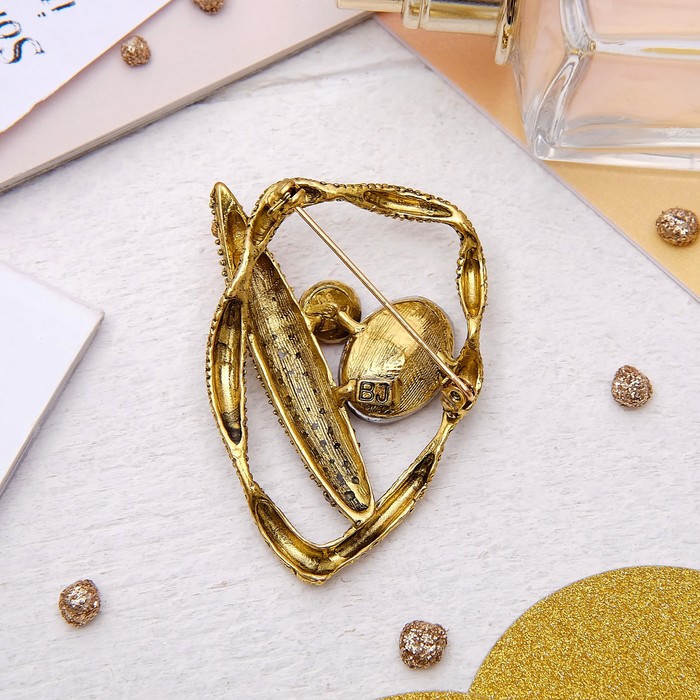 Брошь "Абстракция", цвет коричневый в чернёном золоте