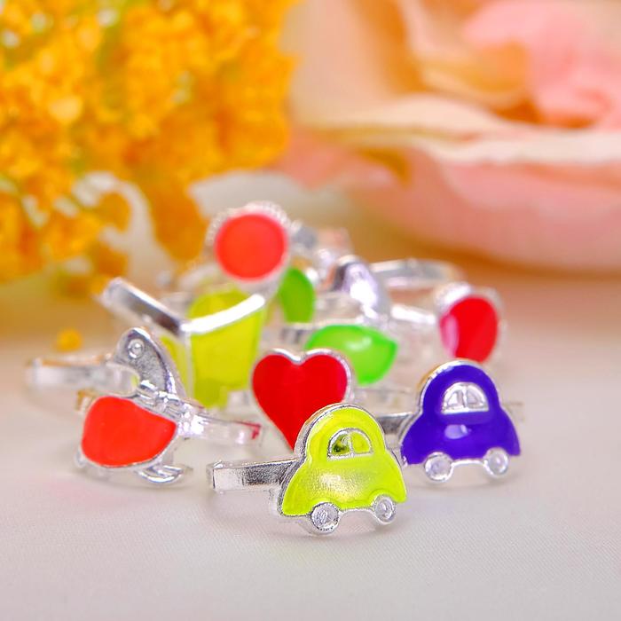 Кольцо детское "Выбражулька" неоновое ассорти, форма МИКС, цвет МИКС