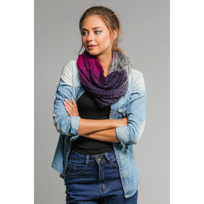 Шарф хомут "Эффект амбрэ", размер 35х130 см, цвет фуксия