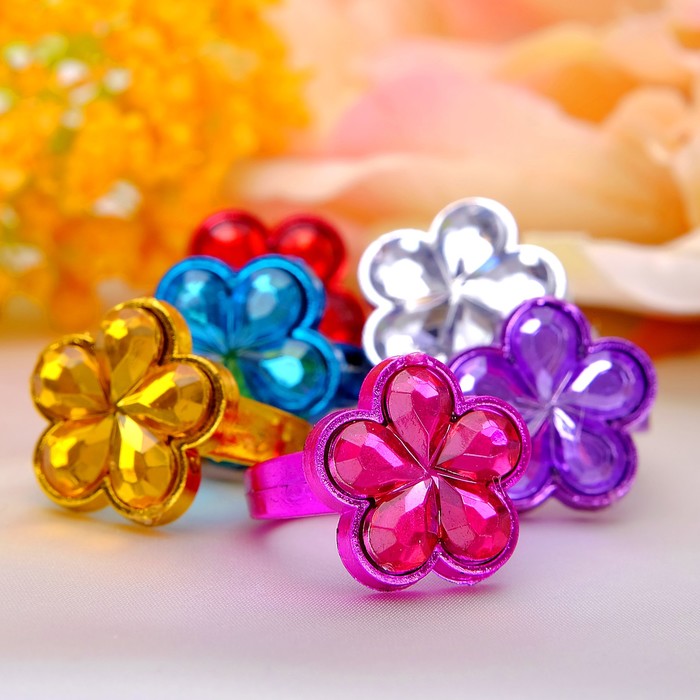 Кольцо детское "Выбражулька" цветы принцессы, цвет МИКС