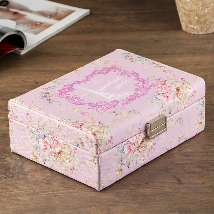 Шкатулка для украшений "Париж", розовая