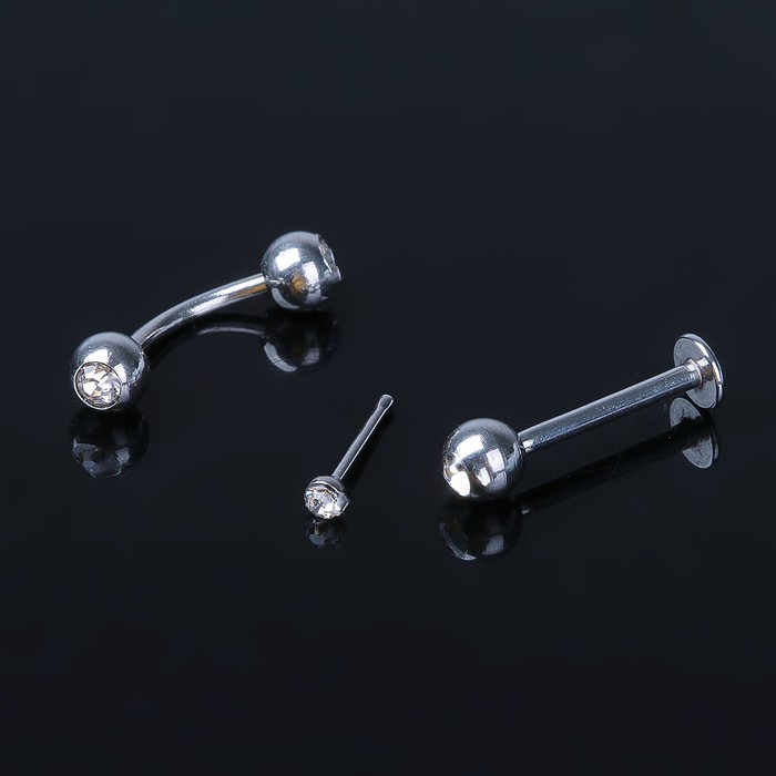 Пирсинг набор "Эксперимент" в бровь, нос, лабрет, цвет МИКС