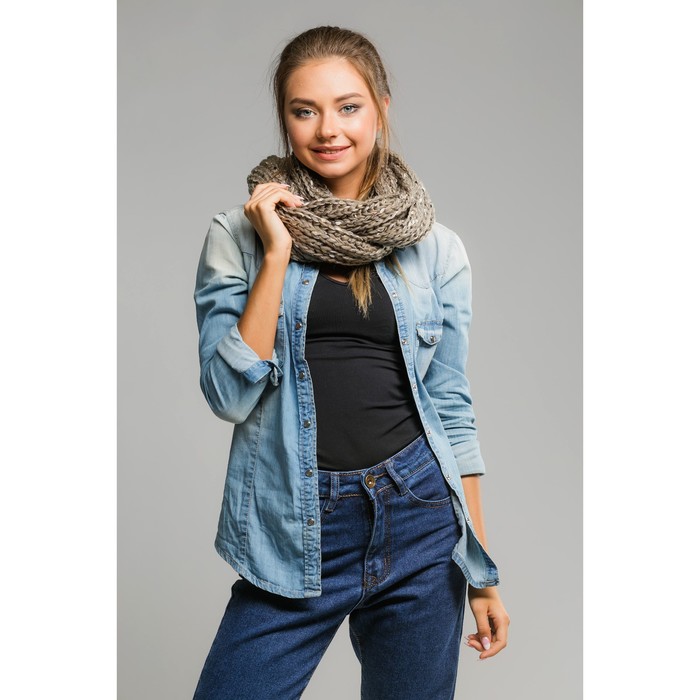 Шарф хомут "Молодежный", размер 25х110 см, цвет коричневый